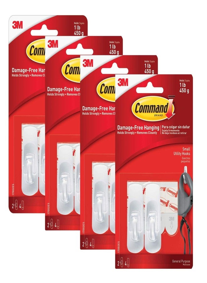 كوماند خطافات صغيرة Command 3M 17002Anz (أبيض، خطافان و4 شرائط) - عبوة من 4 قطع - Image 1